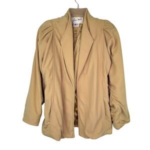 Andrea Marin Camel Tan Ruched Coat Women's Sz 13 Vintage